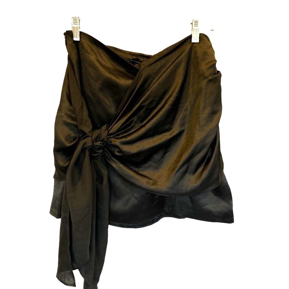 Do + Be Black Satin Tie Front Mini Skirt NWT